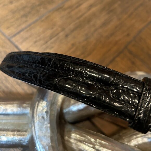 DKNY Black Genuine Caiman Crocodile Belt Made in Italy Size Small - Picture 7 of 9